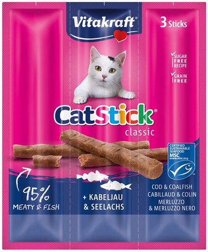 [BR_133665] Vitakraft Cat Stick mini, kabeljauw & koolvis