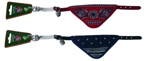 [021 4971] Kattenriem Suede met Zakdoek Rood