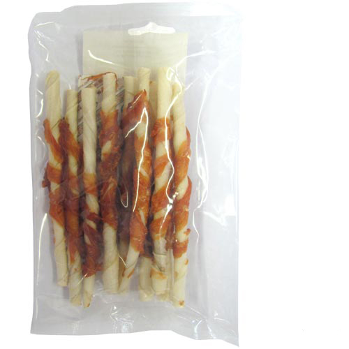 [11356.0] Rawhide rollstick 13 cm. met kip, 6 pack