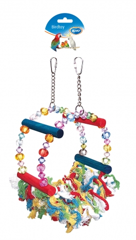 [BR_177338] Birdtoy kooi schommel touw en kralen hangmat 33cm