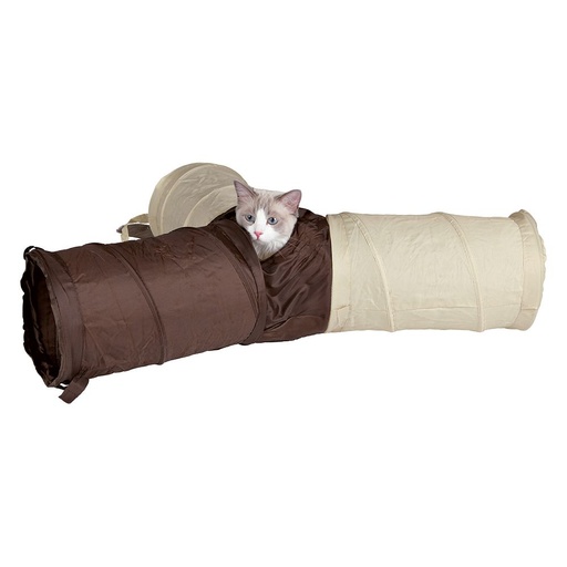 [4305] Speeltunnel, 4 ingangen + spiraalveer, nylon, 3 × ø 22 × 50 cm, donkergrijs/lich