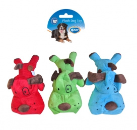 [BR_181601] Dogtoy plush dog tennisbal catch 28x15cm blauw/groen/rood