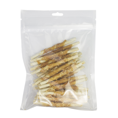 [04-069] # Buffelhuid Rollstick (Wit-Met Kip) 13cm - 30-Pack