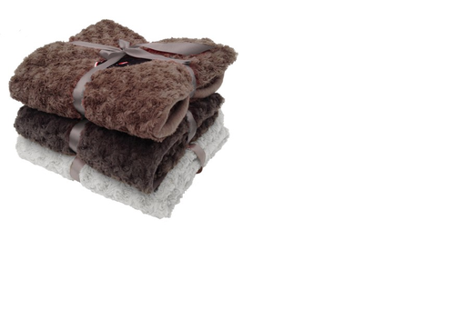 [BR_182961] FLEECE PLAIDS ROSES BEIGE 100 x 75