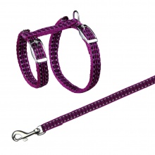 [4184] Kattentuig met riem, reflecterend, metalen gespen, 22–42 cm/10 mm, 1,20 m div kleuren