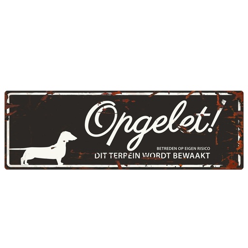 [BR_192134] WARNING SIGN DACHSHUND N zwart