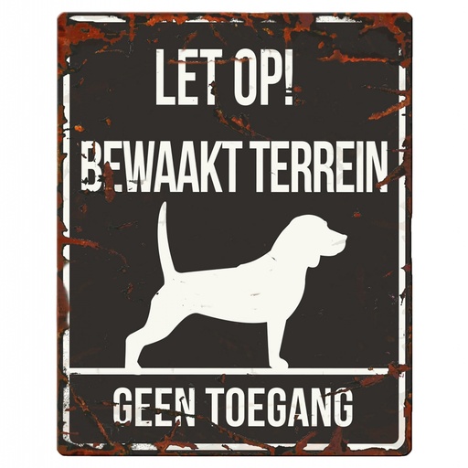 [BR_192145] WARNING SIGN SQUARE BEAGLE N zwart