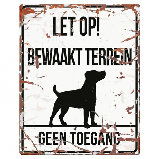[BR_192314] WARNING SIGN SQUARE JACK RUSSEL N wit