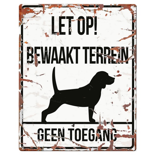 [BR_192316] WARNING SIGN SQUARE BEAGLE N wit