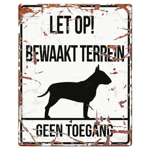 [BR_192317] WARNING SIGN SQUARE BULL TERRIER N wit