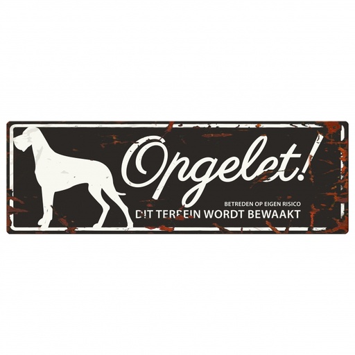 [BR_192325] WARNING SIGN DANISH DOG N zwart