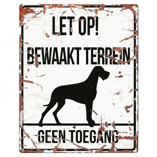[BR_192328] WARNING SIGN SQUARE DANISH DOG N wit