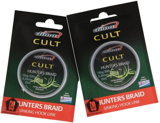 [E1204-025 ] Climax Cult Hunters Braid Sinking Hook Link Camou 25lb./0,25mm 20mtr.
