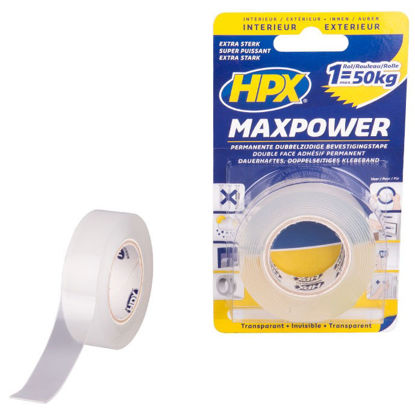 [HT1902] Dubbelzijdig plakband MaxPower TRANSPARANT 19mm x 2m.