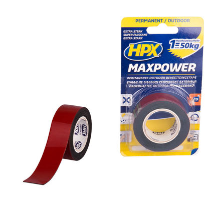 [OT2502] Dubbelzijdig plakband MaxPower OUTDOOR ZWART 25mm x 1,5m.