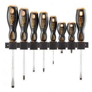 [BR_199677] Schroevendraaierset 8 Delig Met Muurhouder Magnetisch, S2 Staal Staal, Pro Grip,