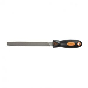 [37-022] Metaalvijl 200mm, Plat Grofte 2, T12 Staal, TPR Gecoat