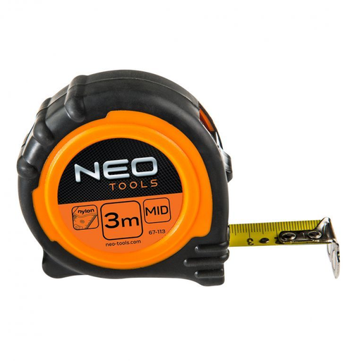 [67-113] Rolmaat 3mtr, Magnetisch Nylon Gecoat, 19mm Band Breedte, Rubber Anti Slip Behui