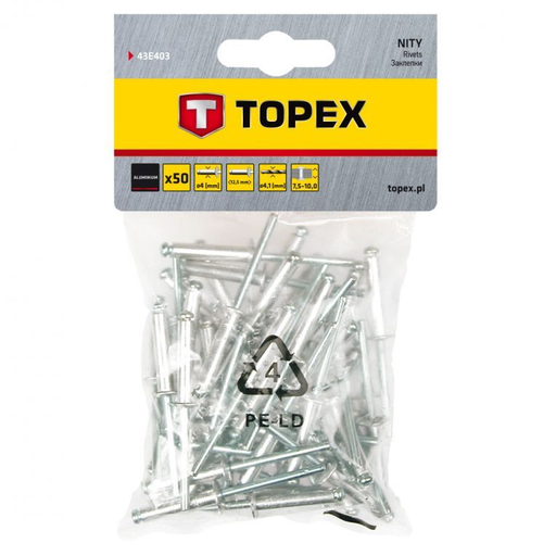 [43E403] Popnagels 4,0x12,5mm 50 Stuks Verpakking, Aluminium