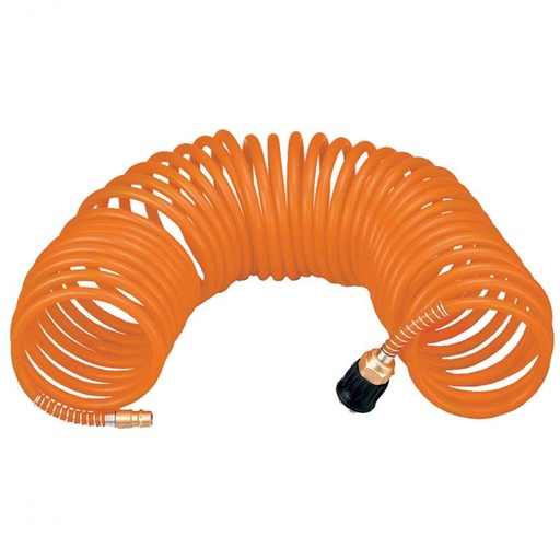 [14-808] Luchtspiraalslang 5mtr 8mm, Nylon, Krulslang, Incl Koppelingen