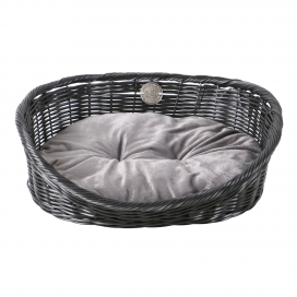 [BR_200417] RUSTIC RATTAN MET KUSSEN M - 58x44x19cm zwart/antraciet