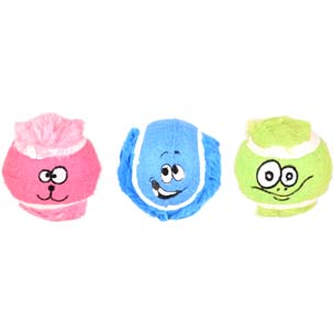 [BR_200778] TENNISBAL FONNY BLAUW ROZE GROEN 6CM ASS. 3ST/NET