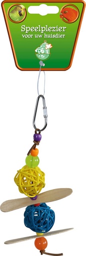 [BR_200900] VOGELSP.2XRATTAN BAL+KRALEN 12CM