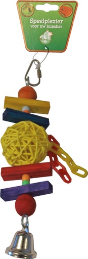 [020 1682] VOGELSP.RATTAN BAL+STOK+BEL 20CM