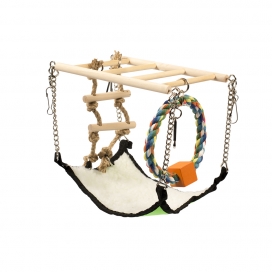 [BR_201025] Houten Hangbrug Met Hangmat 17x22x15cm