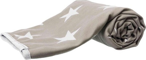 [BR_202190] # Deken stars, stof/pluche 150x100 cm taupe/wit