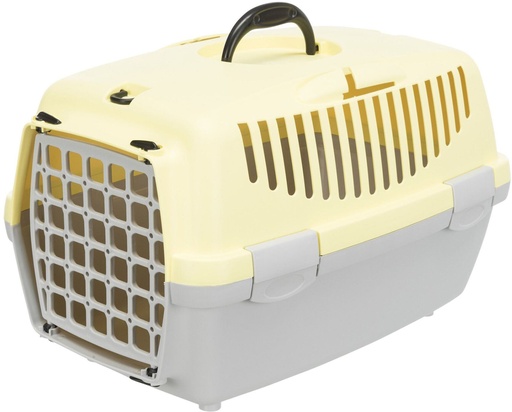 [39815] !! Vervoersbox Capri 1, XS: 32 × 31 × 48 cm, lichtgrijs/geel