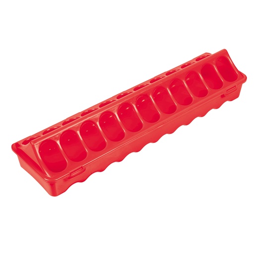 [12750] KUIKENVOERBAK PLASTIEK RONDE GATEN 40,5x10,5x8cm rood