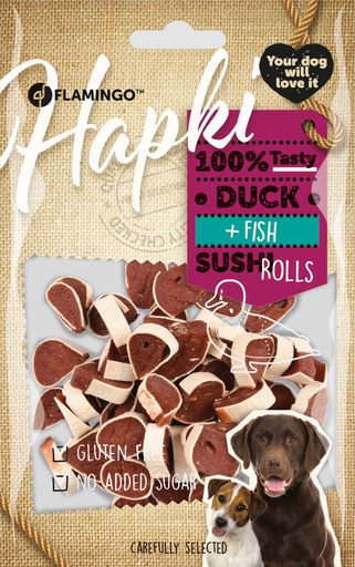 [520272] HAPKI DUCK EN FISH SUSHI ROLLS 85 GRAM