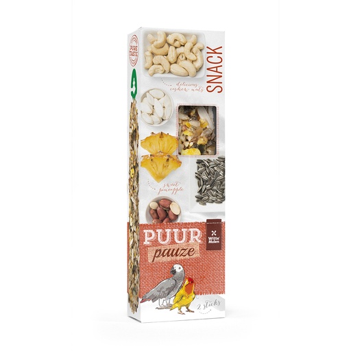 [BR_203150] PUUR PAUZE STICKS PAPEGAAI ANANAS & PINDA 140gr