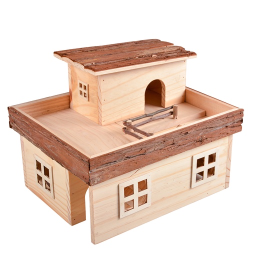 [BR_203521] Knaagdieren houten mansion 31x25x24cm