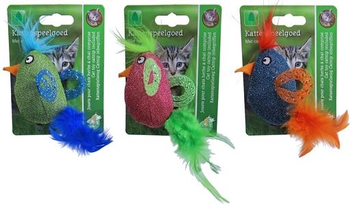 [BR_203586] GLITTERVOGEL 8CM MET VERENSTAART ASS.