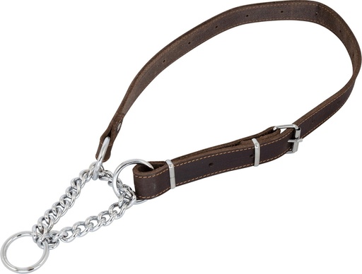 [BR_204392] JV VETLEDER Sliphalsband Bruin-16mmx35-50cm