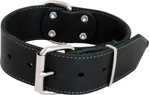 [45/7115 ] JV VETLEDER Brede Halsband Zwart-50mmx65cm