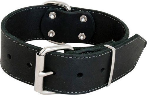 [BR_204400] JV VETLEDER Brede Halsband Zwart-50mmx75cm