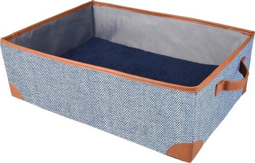 [BR_205364] # MAND DENIE MET KUSSEN BLAUW/WIT 50x35x16,5CM