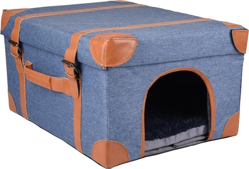 [BR_205365] # MAND DENIE KOFFER MET KUSSEN BLAUW 45x34x24CM