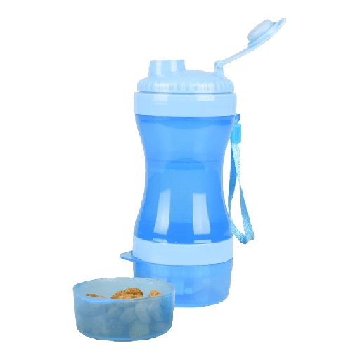 [BR_205709] 2-IN-1 REISBEKER VOOR WATER + VOER BASSIE BLAUW 9,5x8,5x21CM