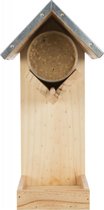 [BR_213454] Pindakaashouder met voederbak, grenenhout, 15 × 31 × 14 cm
