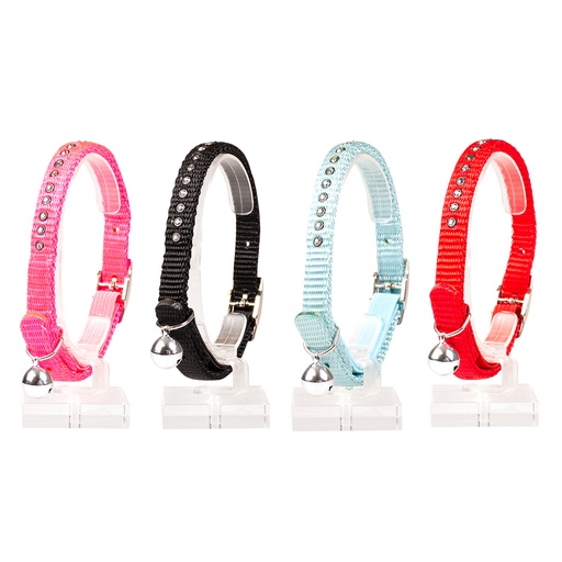 [BR_213515] KATTENHALSBAND DIAMANTEN NYLON 20-30cm / 10mm gemengde kleuren