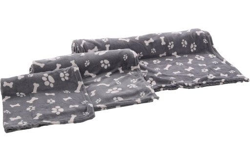 [BR_213540] FLEECE DEKEN ZUMA GRIJS BOT/POOT 100x150CM