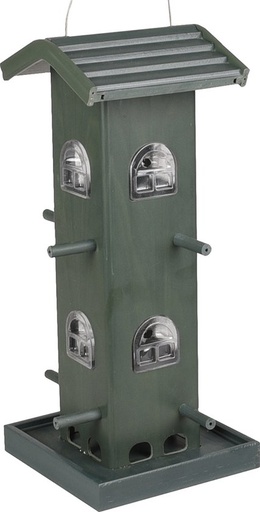 [BR_214299] VOEDERSILO ZADEN SPOKER KUNSTSTOF MET HOUT GROEN 15,5x14,5x33,5CM