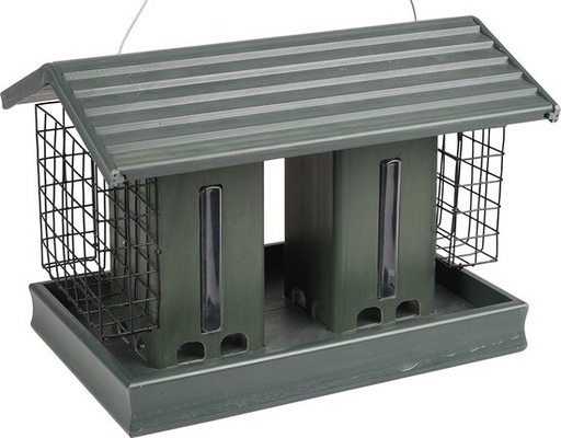 [BR_214300] # VOEDERSILO ZADEN/VOEDERBLOKHOUDERS PRISO KUNSTSTOF MET HOUT GROEN
