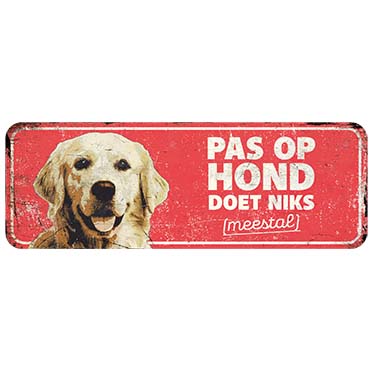 [BR_214457] Waarschuwingsbord golden retriever nl 40x13x0,3cm rood