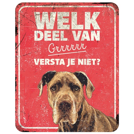 [BR_214463] Waarschuwingsbord danish dog nl 25x20x0,3cm rood