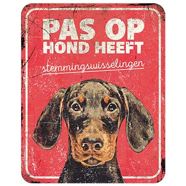 [695/471432] Waarschuwingsbord dobermann nl 25x20x0,3cm rood